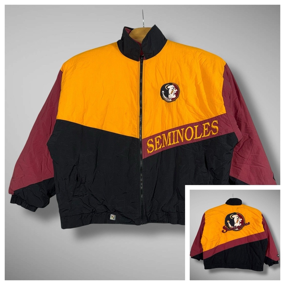 FSU Seminoles Nylon Puffer Jacket Adult XL #1 Apparel Starter Style NCAA Heavy